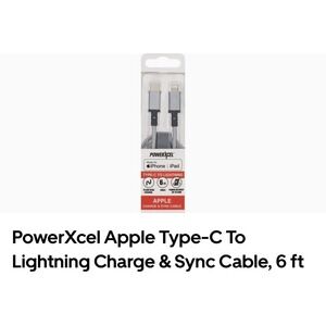PowerXcel Charge Cable Type C To Light Charge & Sync 6 FT Powerful